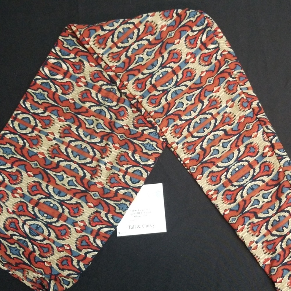 Burnt Orange and Blue Lularoe TC leggings NWT